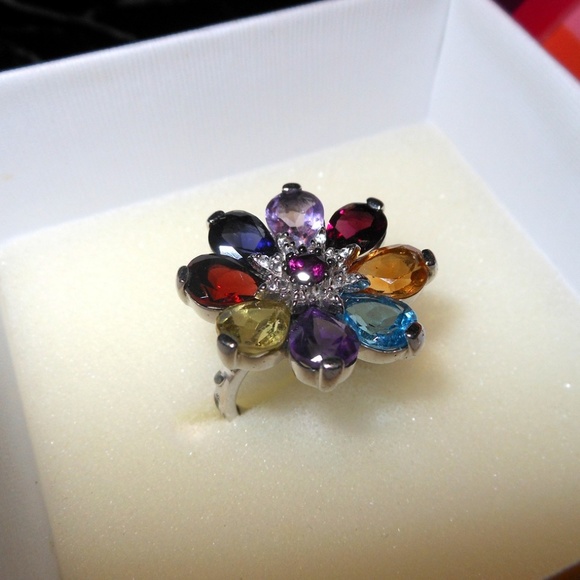 Evine Spinner Sterling Silver Women Flower Ring Mu - Picture 5 of 8